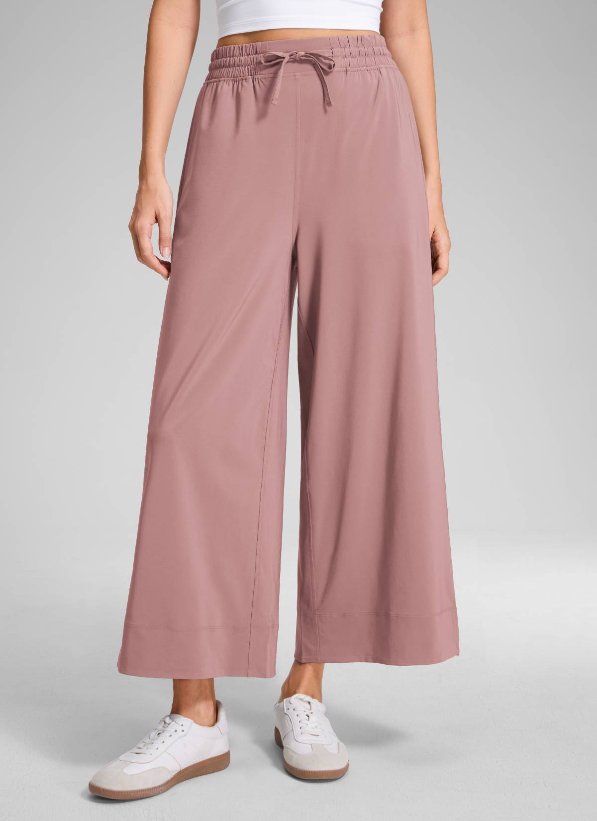 CRZ YOGA Women's  Causal High Waisted Wide Leg Pockets Pants 25'' Twilight Rose Pink
