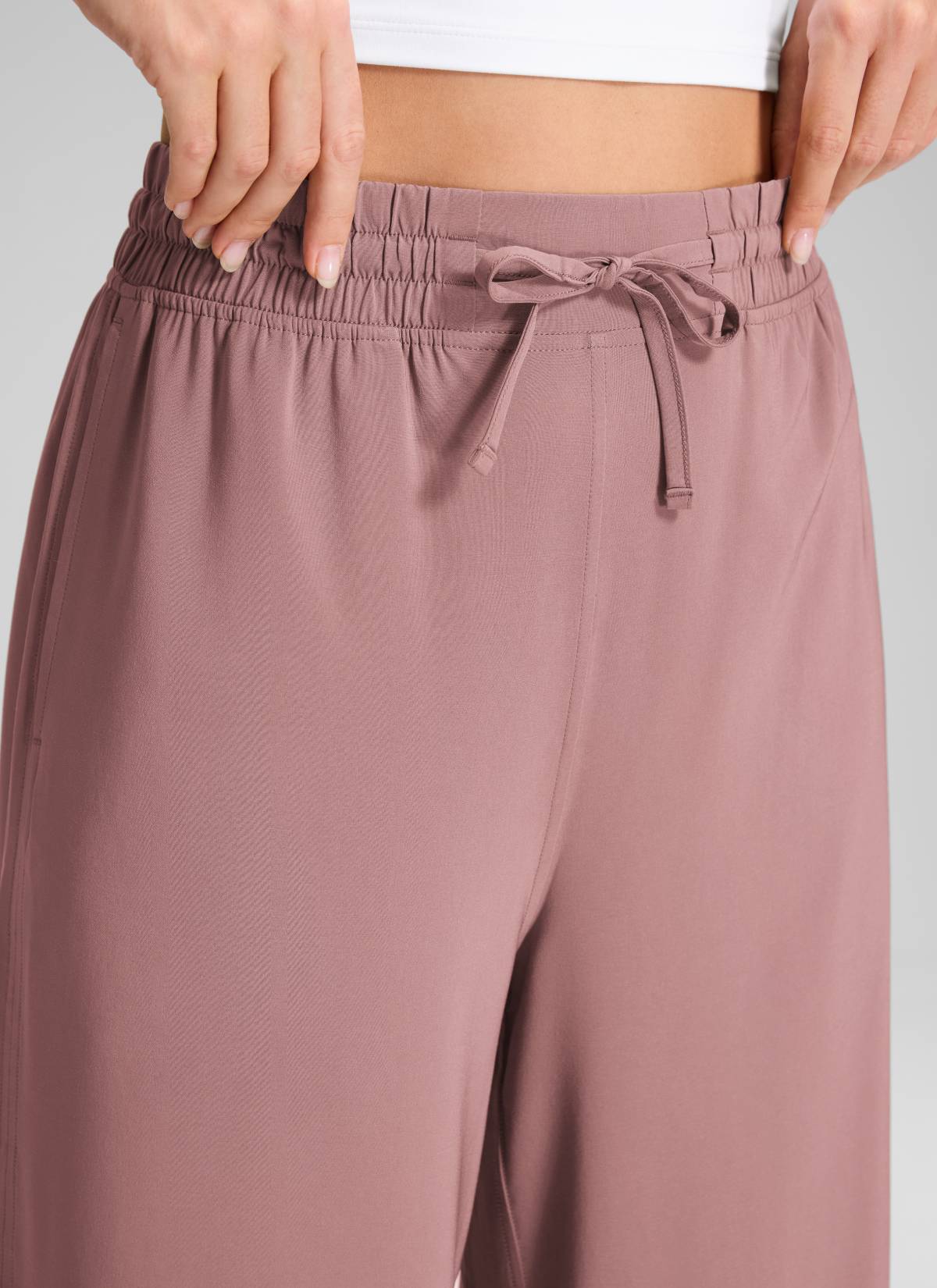 CRZ YOGA Women's  Causal High Waisted Wide Leg Pockets Pants 25'' Twilight Rose Pink