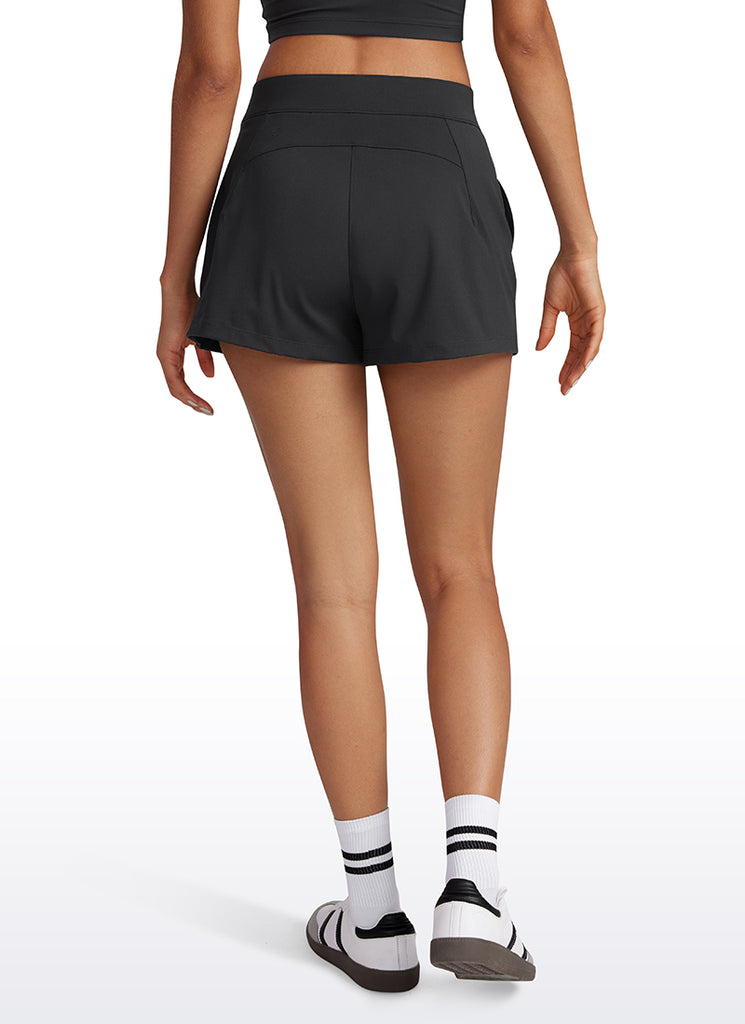 CRZ YOGA Women's Golf Hiking Athletic 4-Way Stretch High-Rise Shorts 2.5" Black