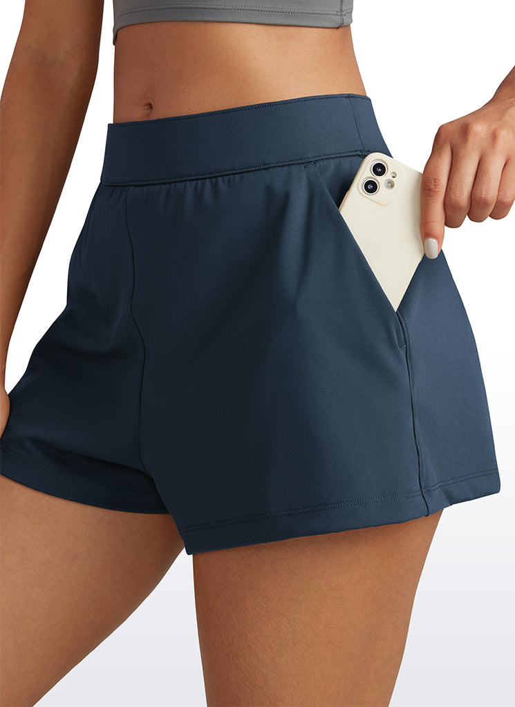 CRZ YOGA Women's Golf Hiking Athletic 4-Way Stretch High-Rise Shorts 2.5" True Navy