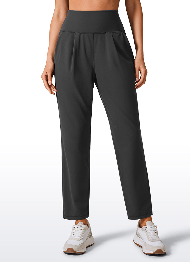 CRZ YOGA Butterlift Women's Casual High Rise Pleated Pants 27'' Black