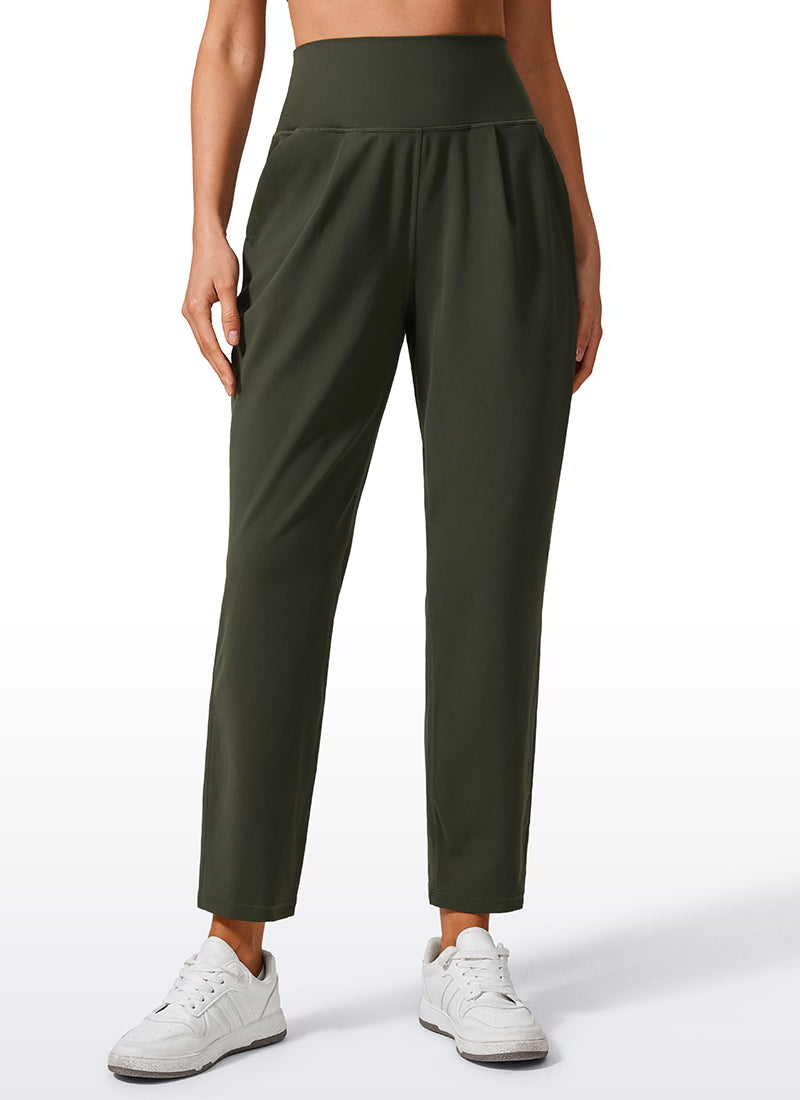 CRZ YOGA Butterlift Women's Casual High Rise Pleated Pants 27'' Black