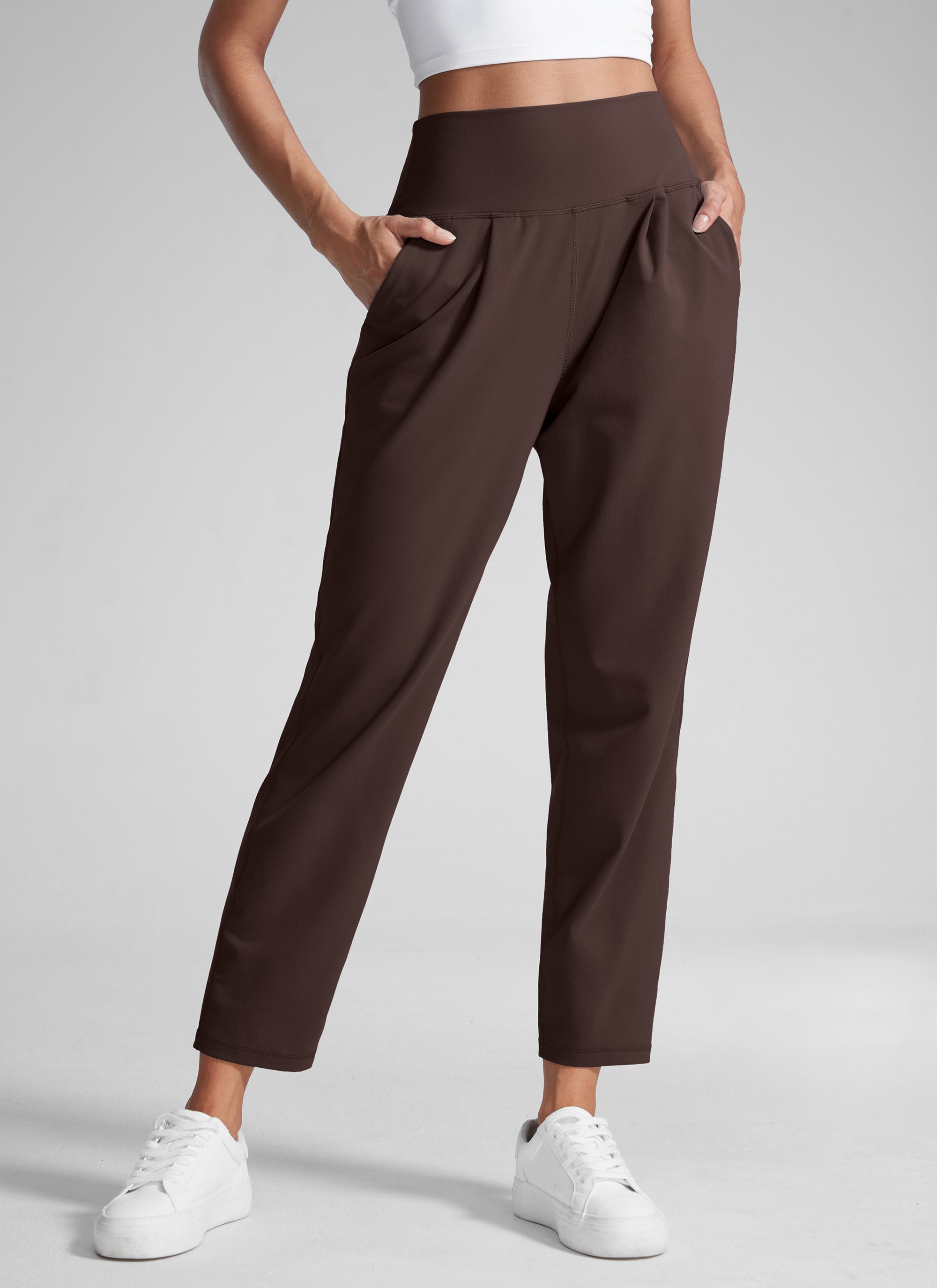 CRZ YOGA Butterlift Women's Casual High Rise Pleated Pants 27'' Mysterious Grey