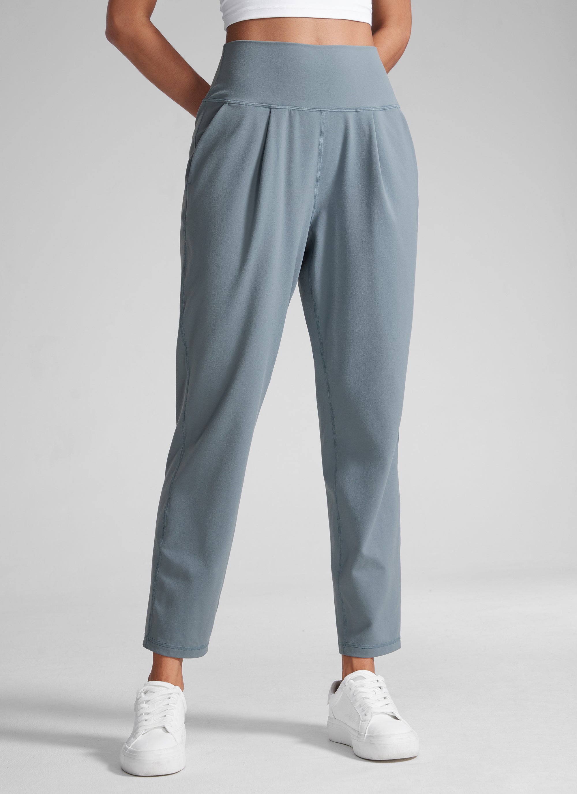 CRZ YOGA Butterlift Women's Casual High Rise Pleated Pants 27'' True Navy