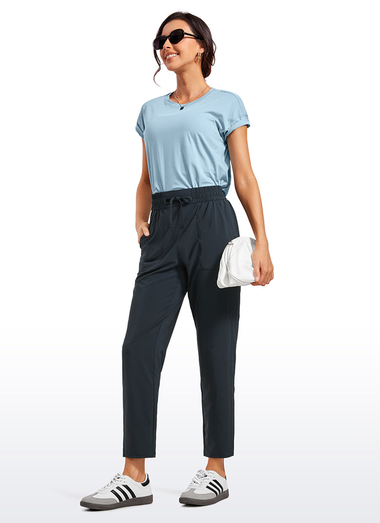 CRZ YOGA Women's Casual Workout Pants Mid Rise with Pockets 27" Black