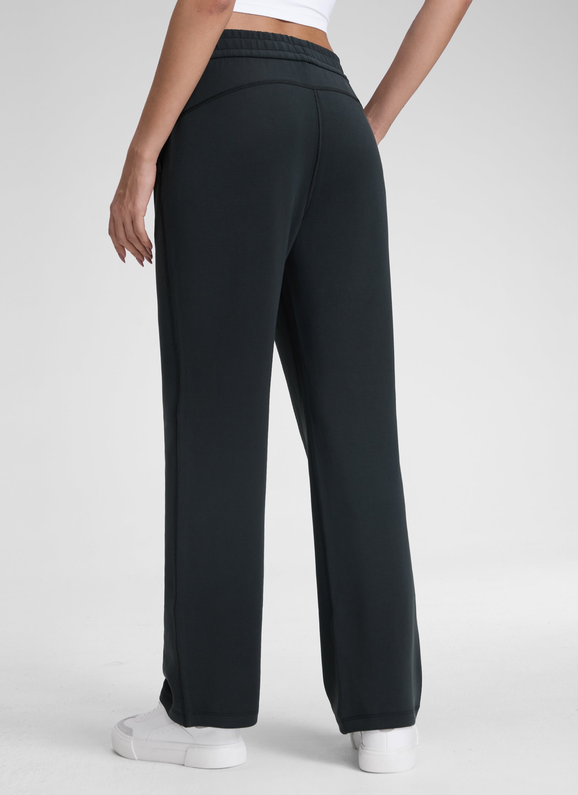 CRZ YOGA Women's SoftAura High Rise Wide Leg Pants with Pockets 31'' Black