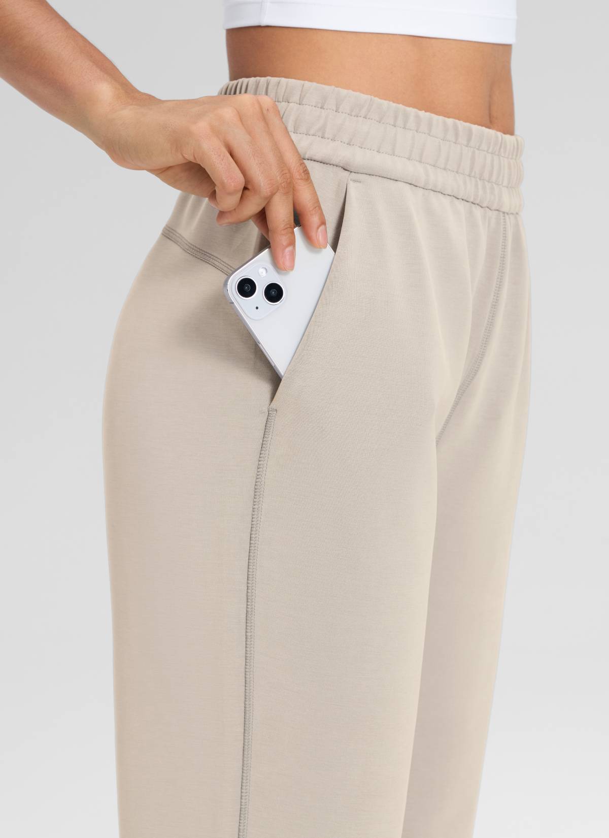 CRZ YOGA Women's SoftAura High Rise Wide Leg Pants with Pockets 31'' Mojave Tan
