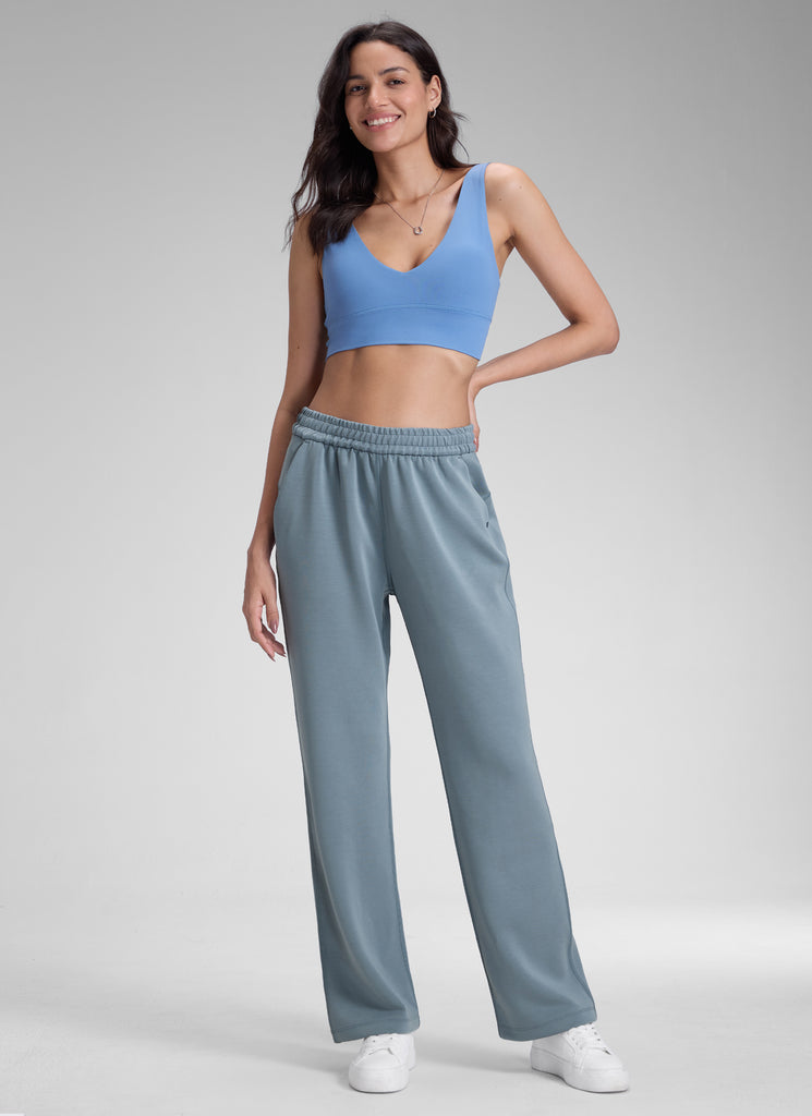 CRZ YOGA Women's SoftAura High Rise Wide Leg Pants with Pockets 31'' Belgian Blue