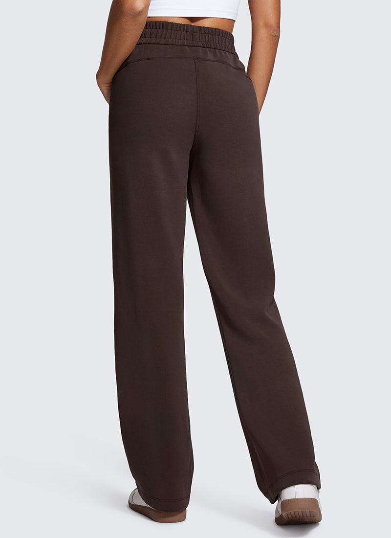 CRZ YOGA Women's SoftAura High Rise Wide Leg Pants with Pockets 31'' Dark Forest Green
