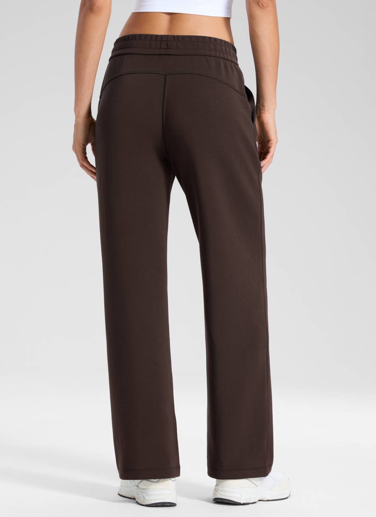 CRZ YOGA Women's SoftAura High Rise Wide Leg Pants with Pockets 31'' Hot Fudge Brown