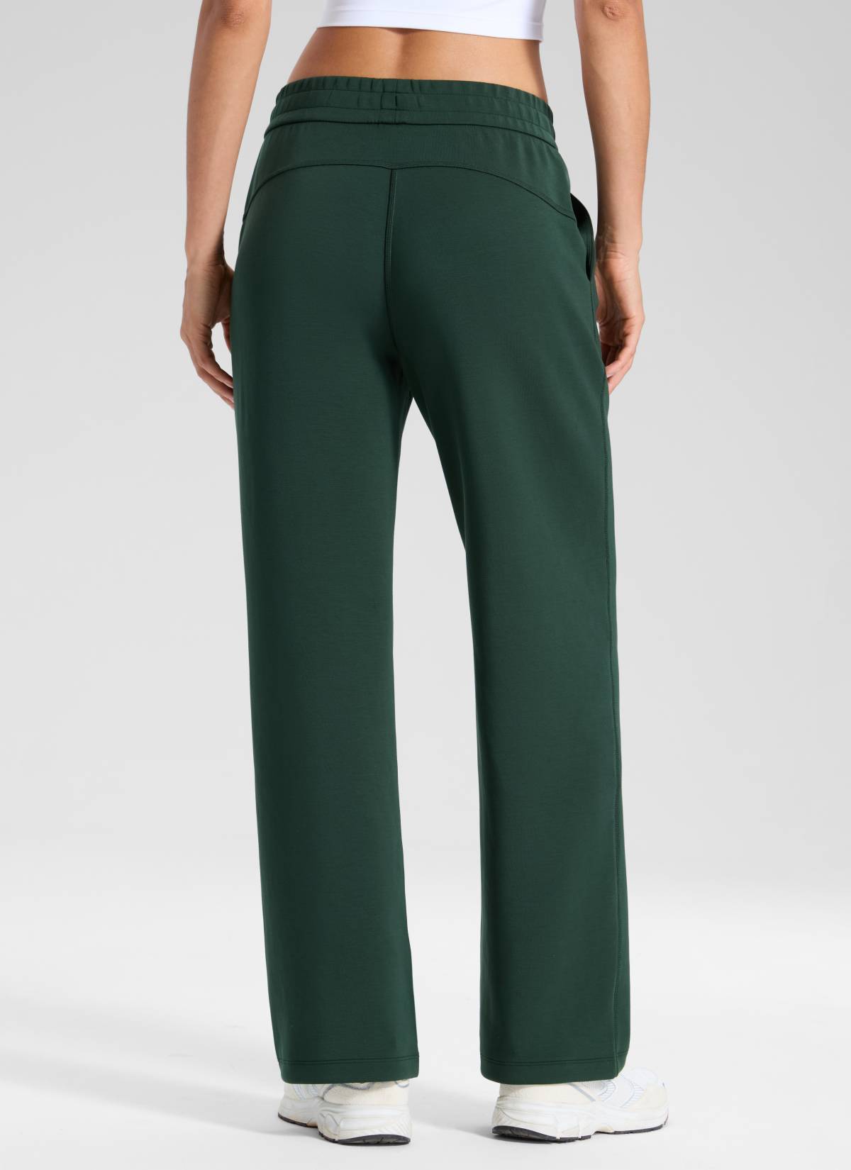 CRZ YOGA Women's SoftAura High Rise Wide Leg Pants with Pockets 31'' Legend Green