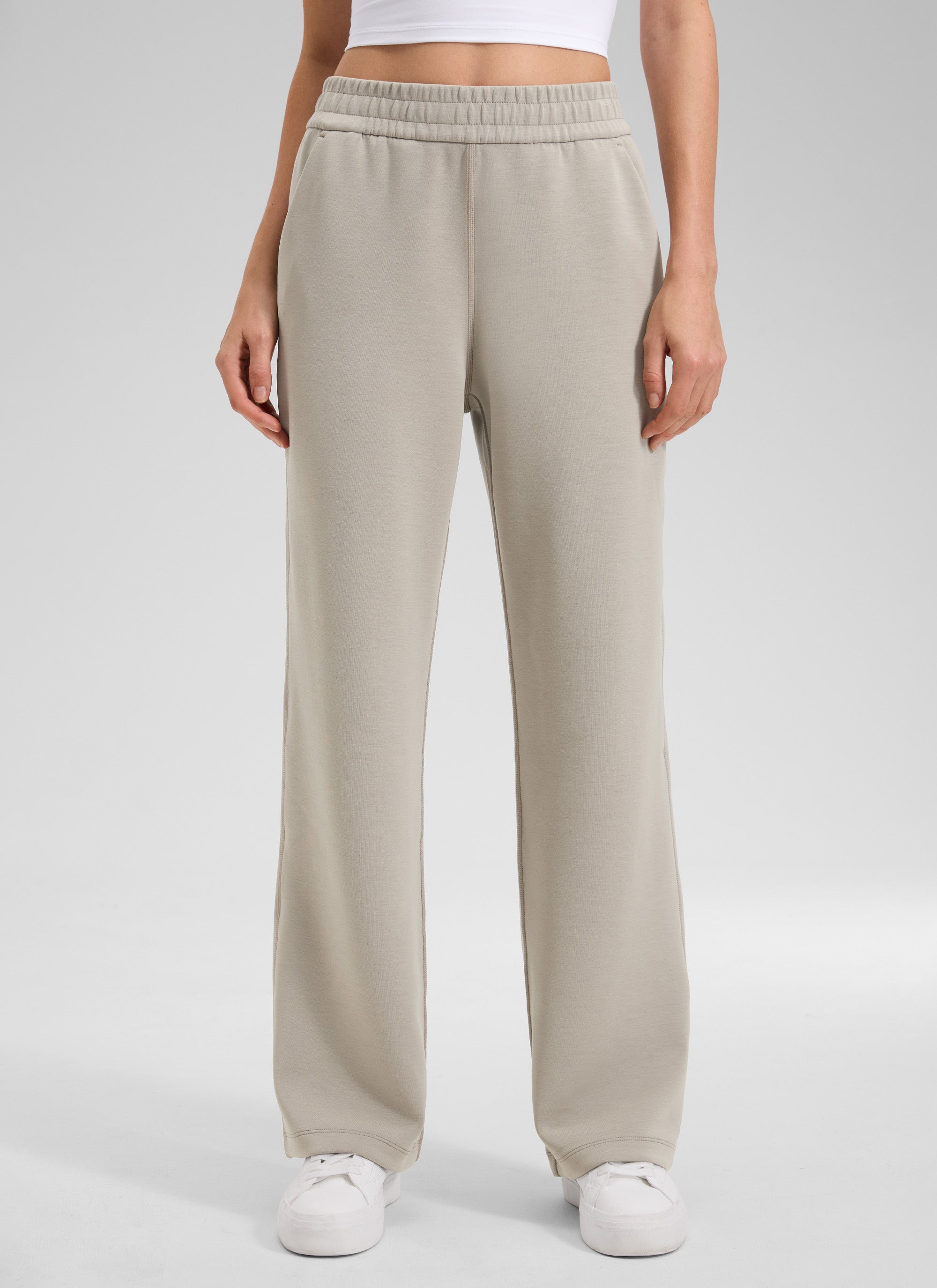 CRZ YOGA Women's SoftAura High Rise Wide Leg Pants with Pockets 31'' Hot Fudge Brown