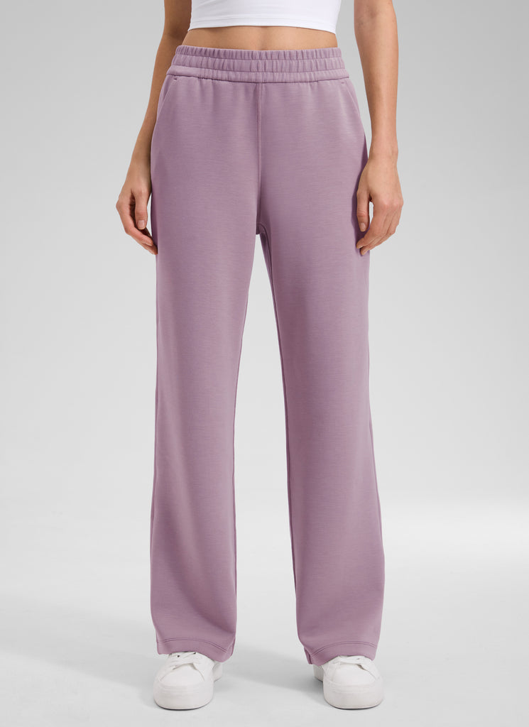 CRZ YOGA Women's SoftAura High Rise Wide Leg Pants with Pockets 31'' Light Lavender