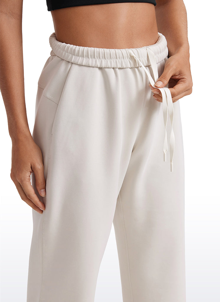 CRZ YOGA Women's SoftAura High Rise Wide Leg Pants with Pockets 31'' Milky White