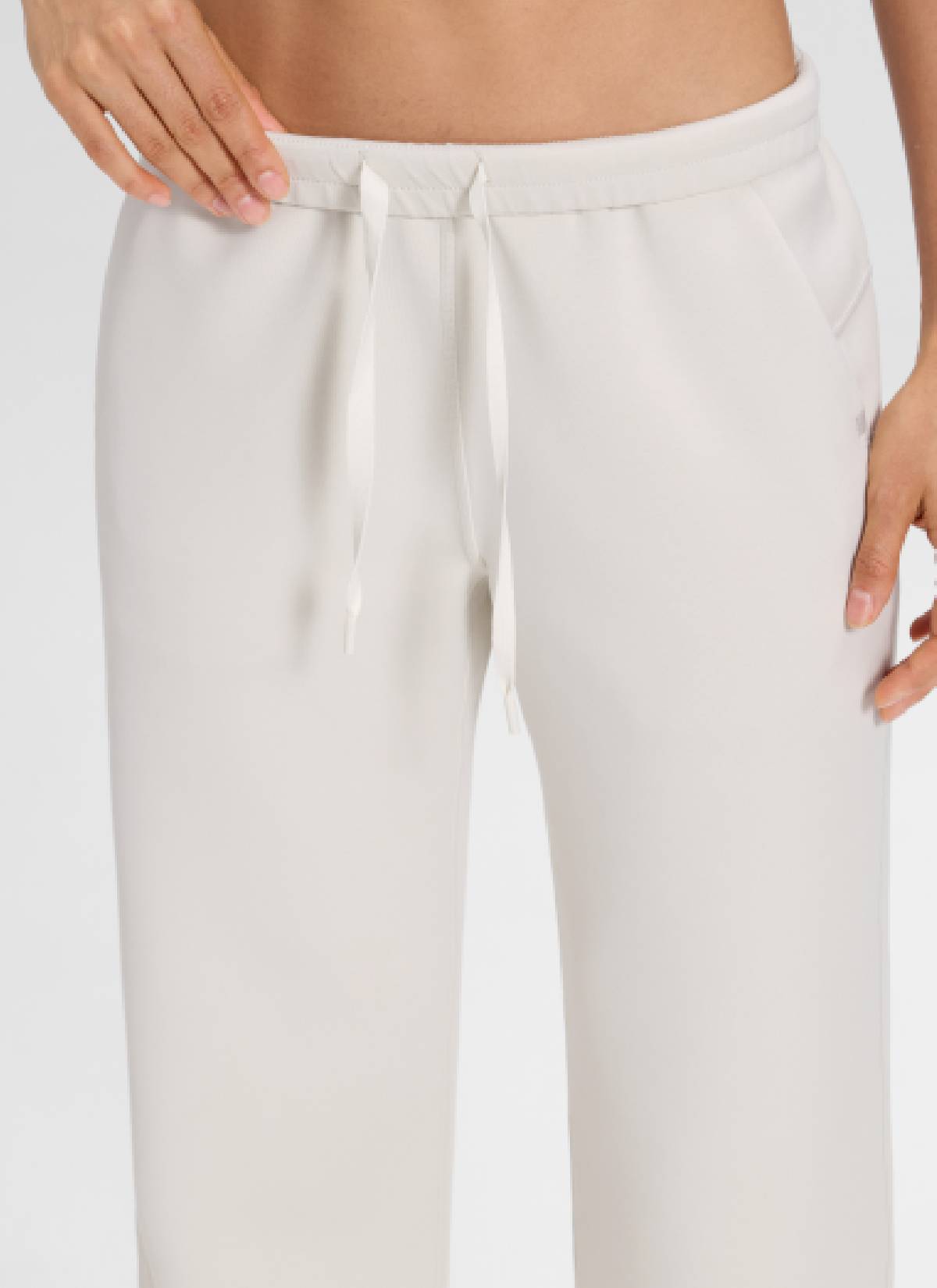 CRZ YOGA Women's SoftAura High Rise Wide Leg Pants with Pockets 31'' Milky White