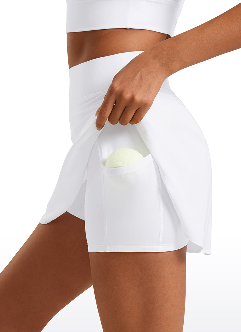 CRZ YOGA Women's High Waisted Flowy Golf Tennis Skirts with Pockets White