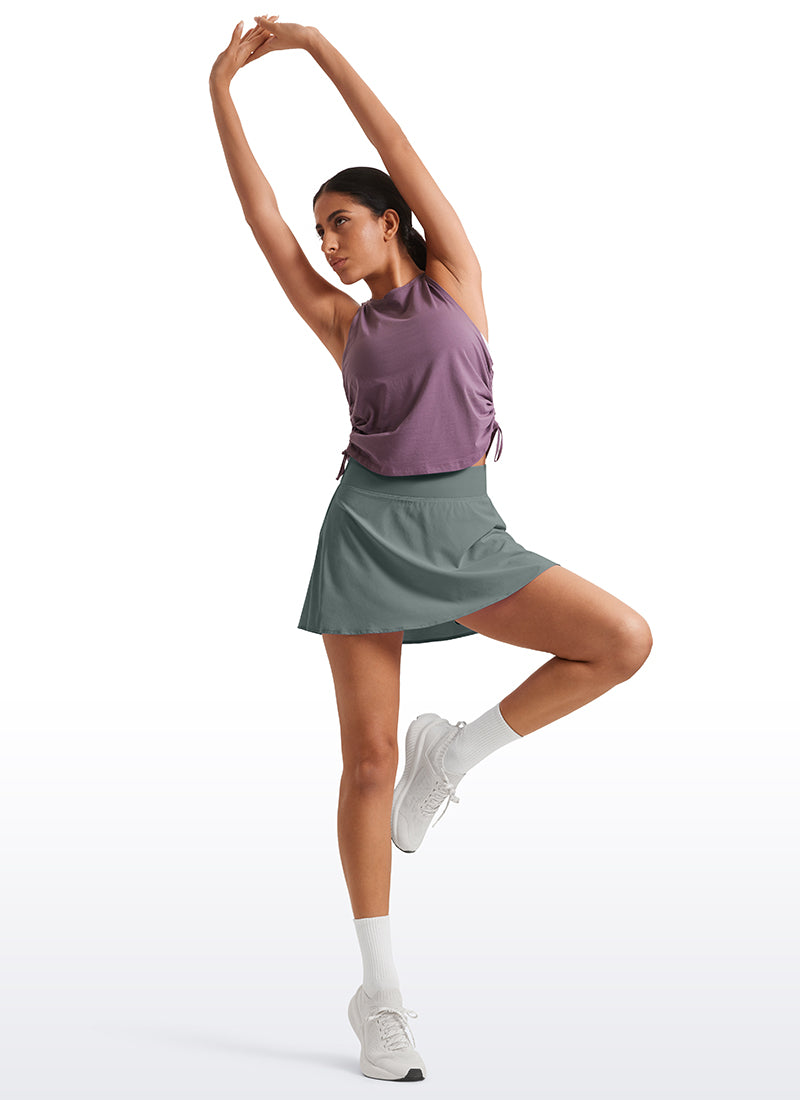 CRZ YOGA Women's High Waisted Flowy Golf Tennis Skirts with Pockets Grey Sage