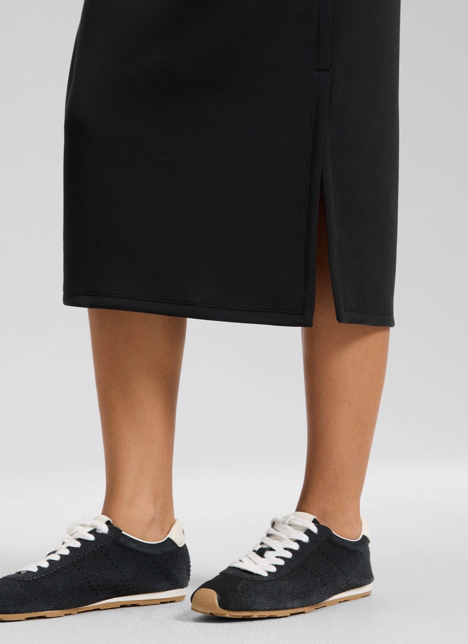 CRZ YOGA Women's SoftAura Midi Pencil Skirts High Waisted Drawstring Black
