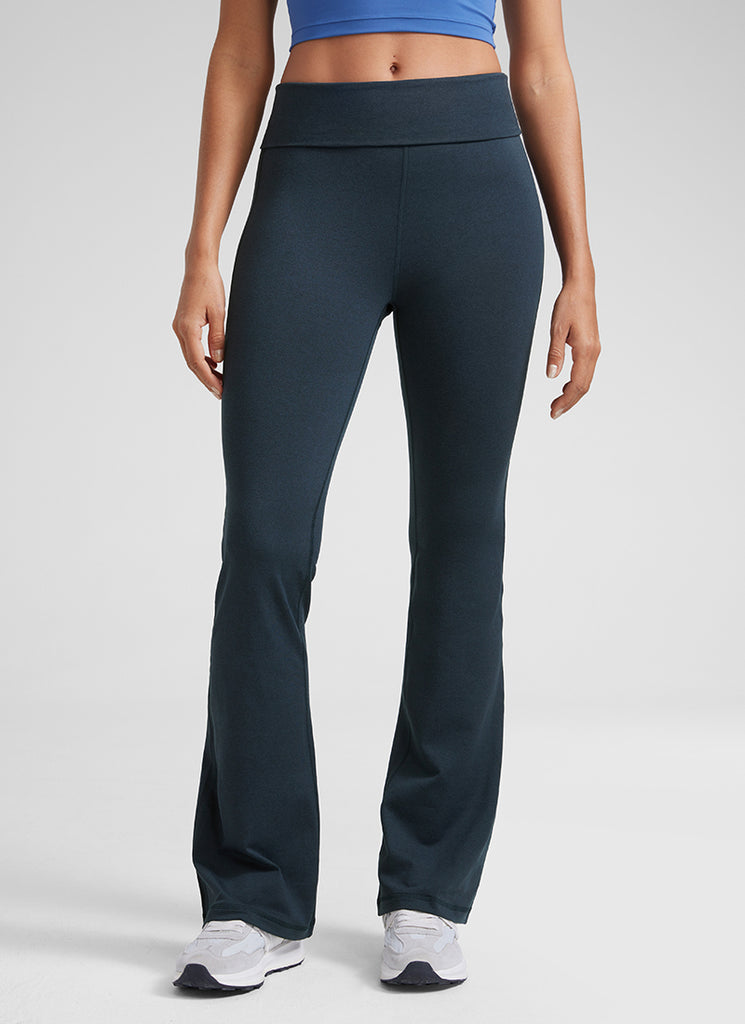 CRZ YOGA Womens Cloud Jersey Foldover Waist Bootcut Flare Pants 31" Grey Sage