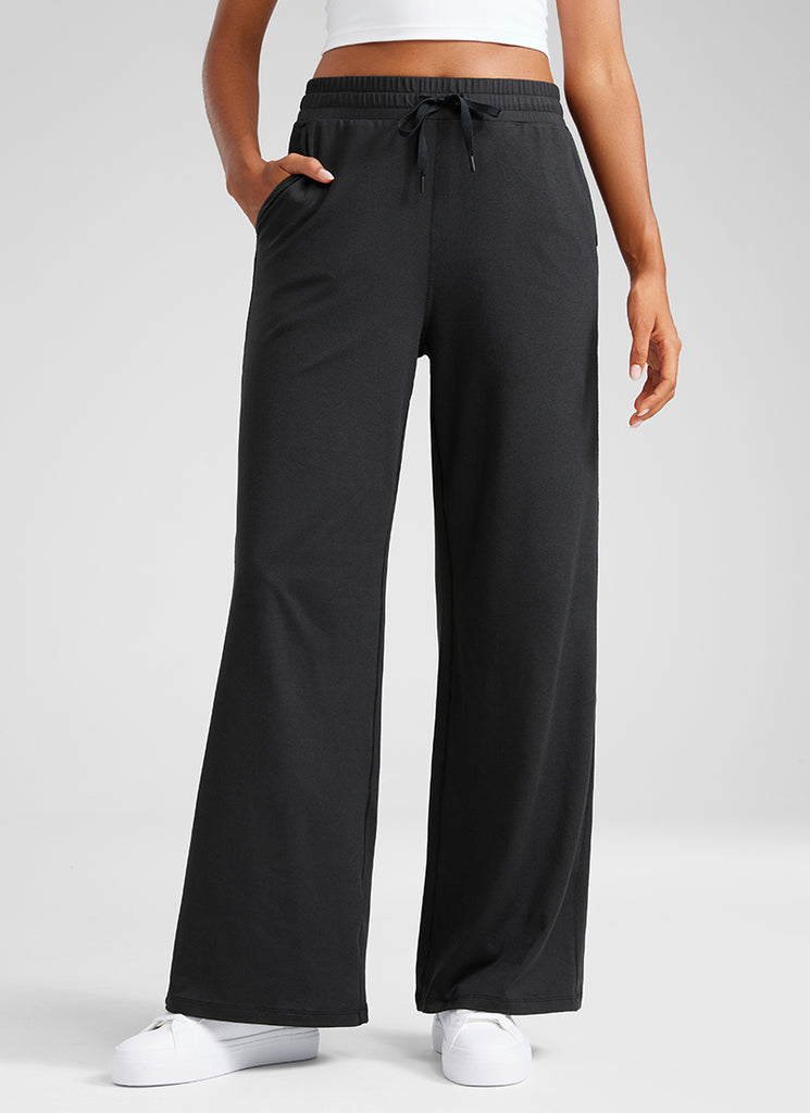 CRZ YOGA Cloud Jersey Wide Leg Sweatpants Women 30” with Pockets Mojave Tan