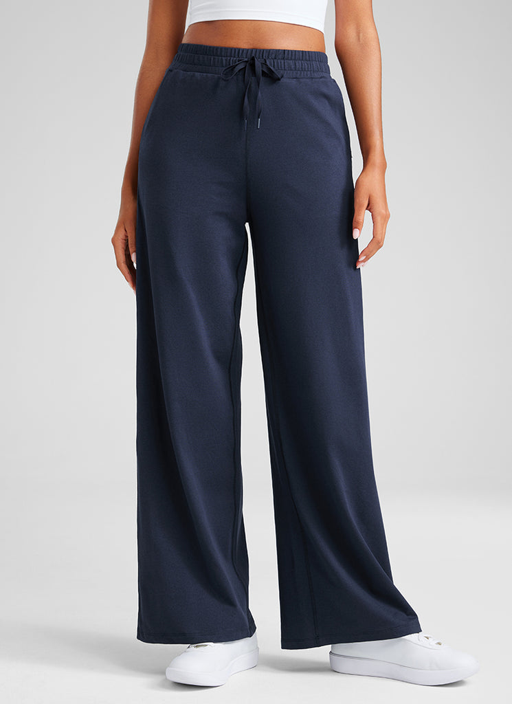 CRZ YOGA Cloud Jersey Wide Leg Sweatpants Women 30” with Pockets Sterling