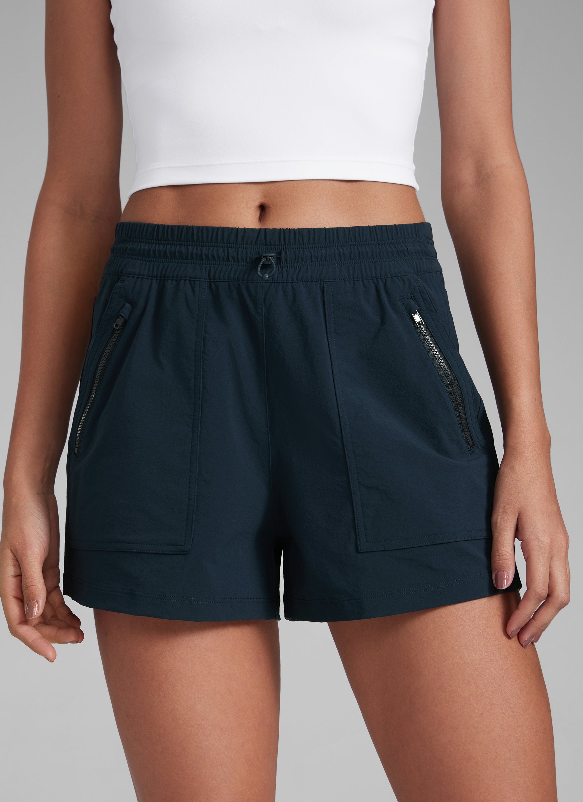 CRZYOGA Women's Lightweight Stretch Water-Repellent Hiking Pocket Short 3'' True Navy