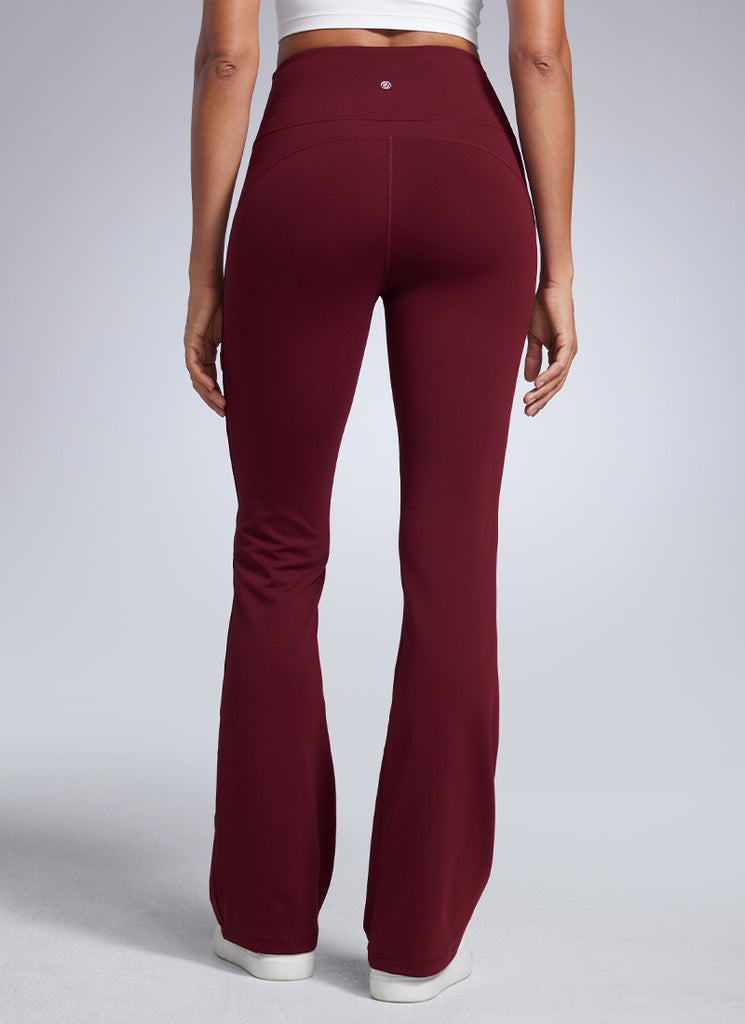 CRZ YOGA Women Butterbreeze High Waist Flare Pants 32'' Wide Leg Red Merlot