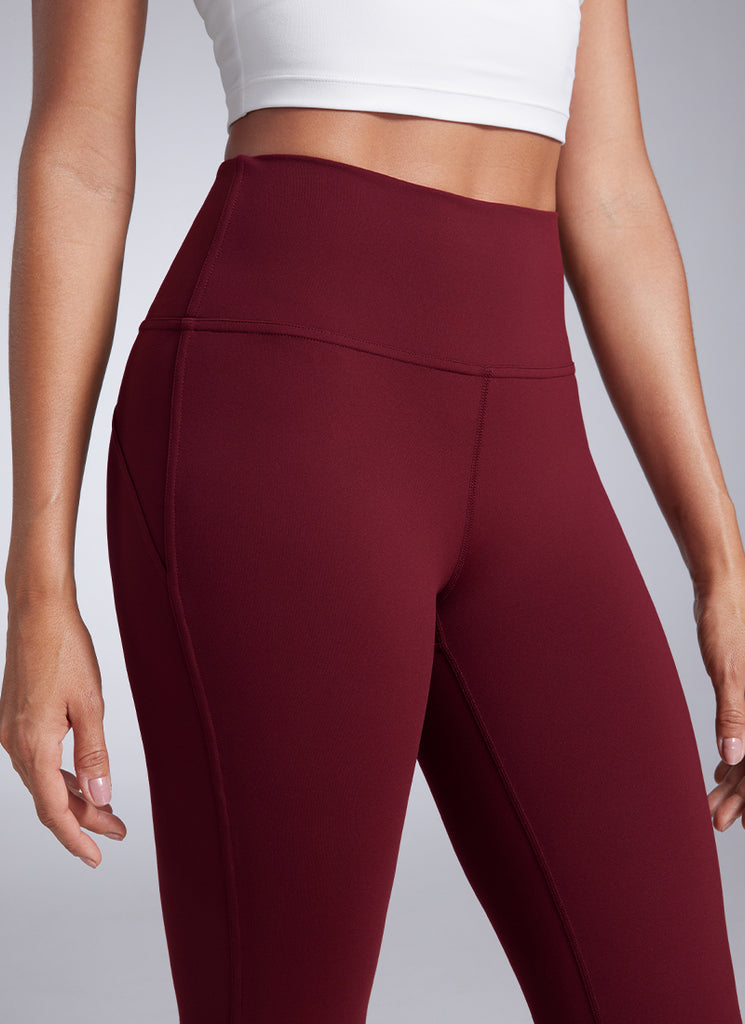 CRZ YOGA Women Butterbreeze High Waist Flare Pants 32'' Wide Leg Red Merlot