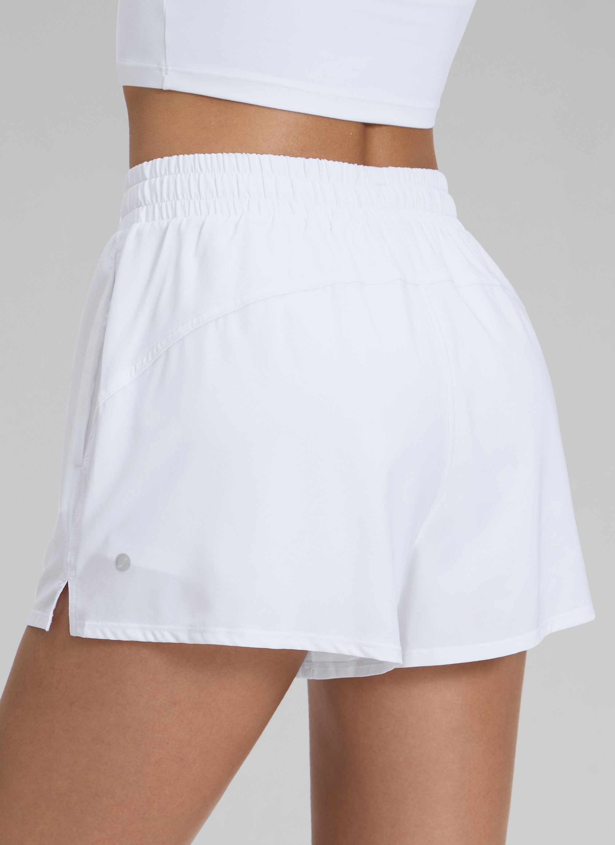 CRZ YOGA Women's Casual Regular Fit High Rise Tennis 2 in 1 Shorts White