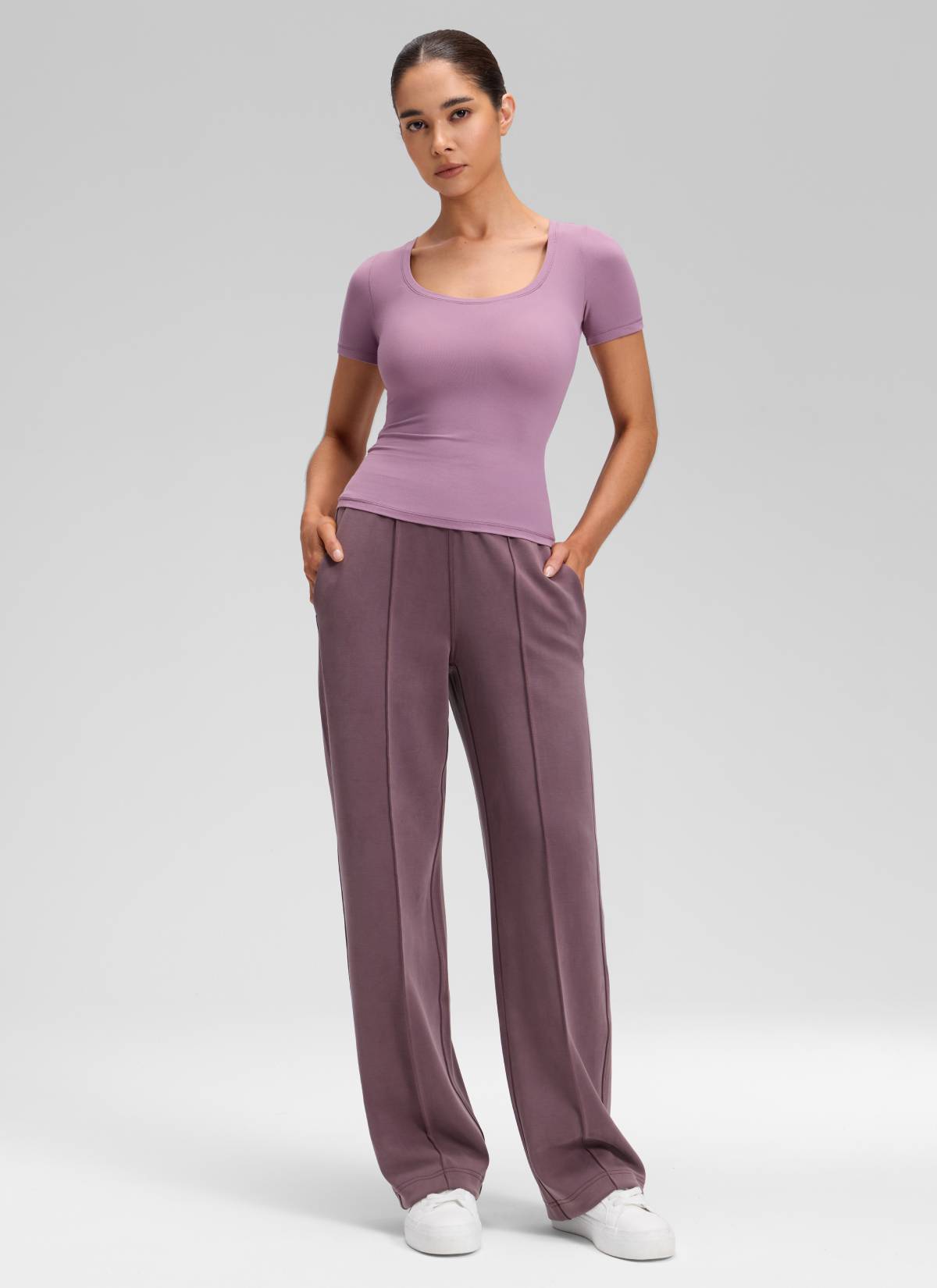 CRZ YOGA Women's SoftAura Casual Mid Rise Pocket Straight Leg Pant 30