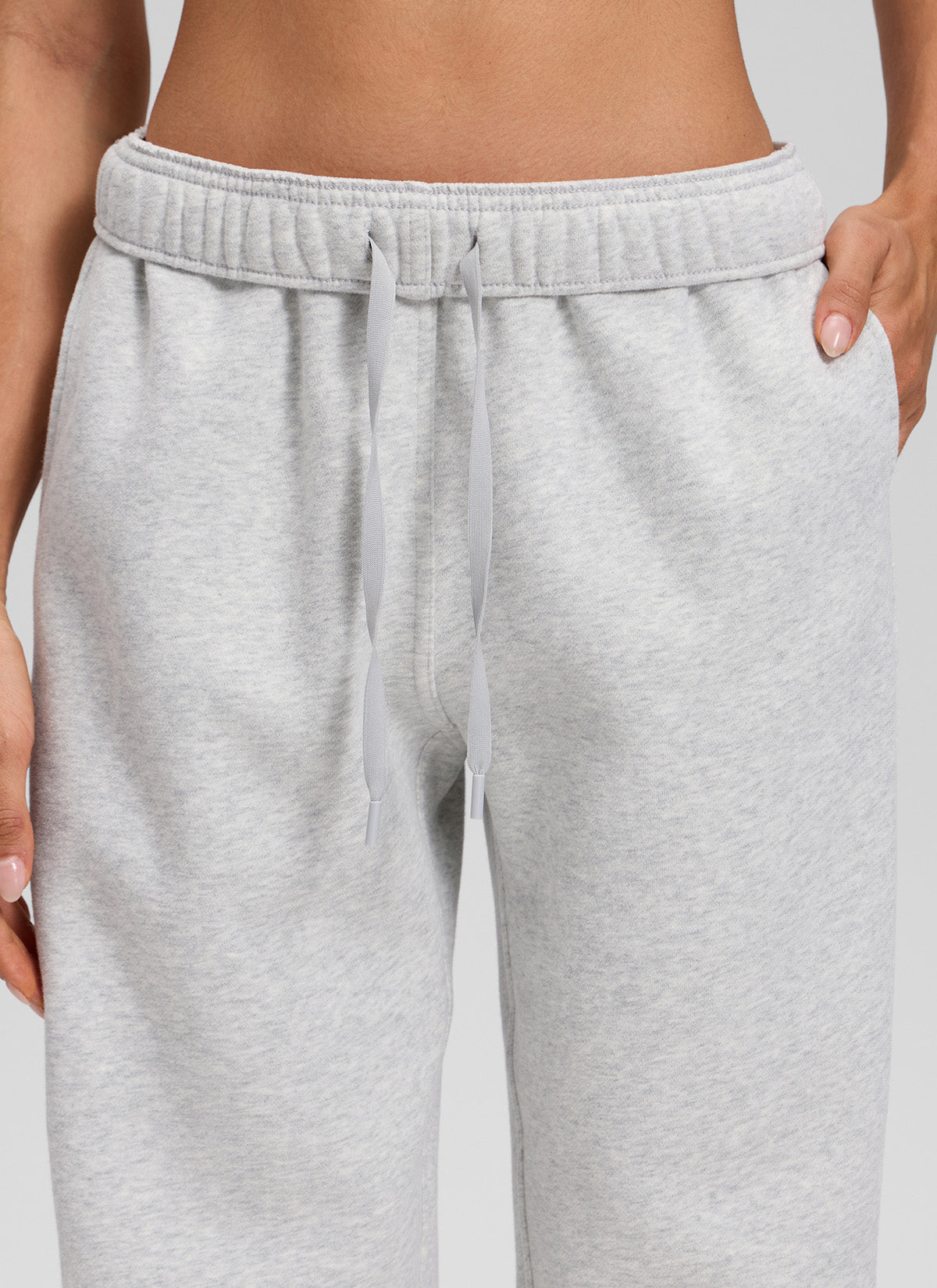 CRZ YOGA Women's Fleece Lined High Rise Drastring Pocket Sweatpants Dove Grey Heather