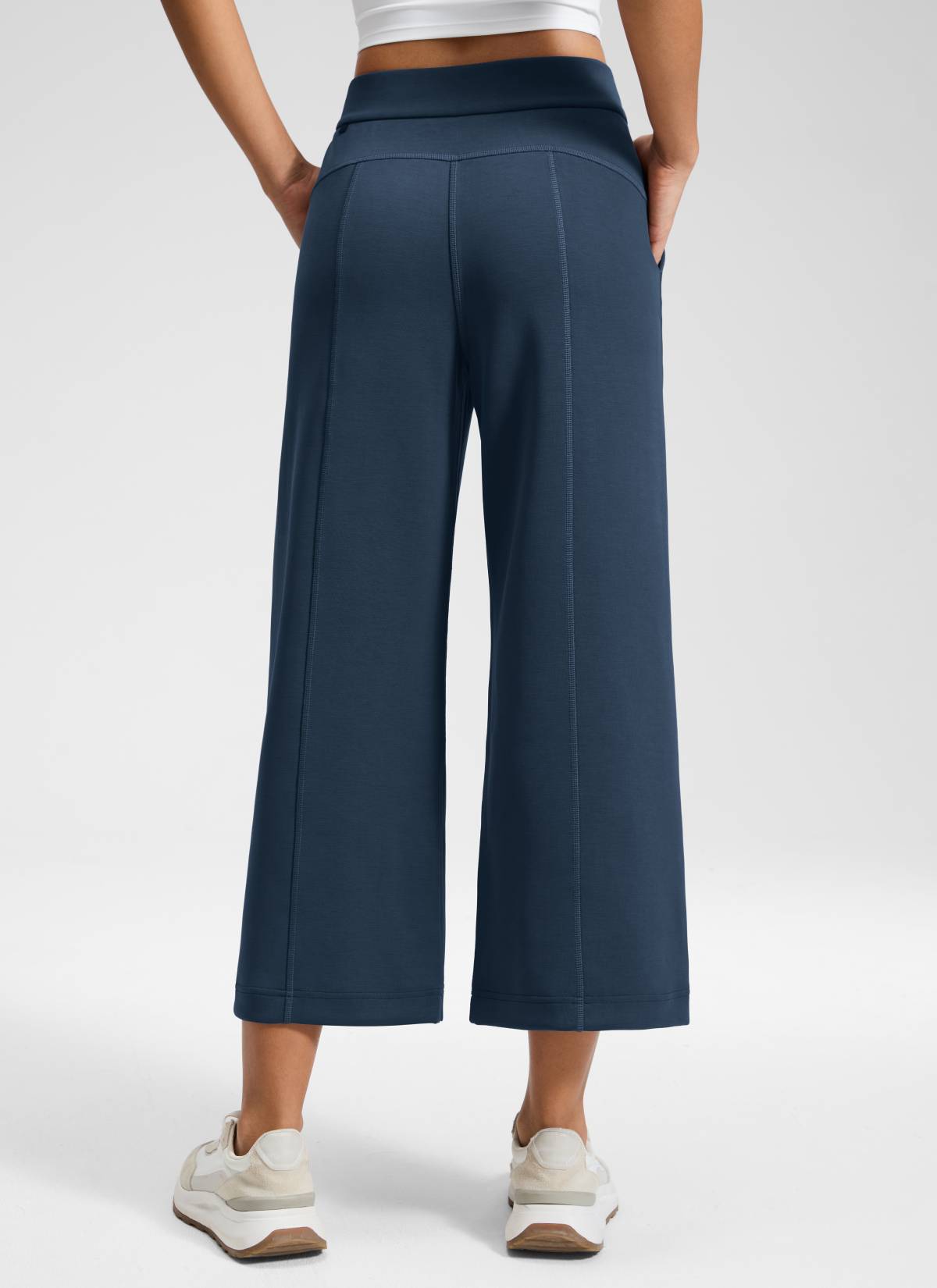CRZ YOGA Women's SoftAura Casual High Rise Wide Leg Cropped Pant 25
