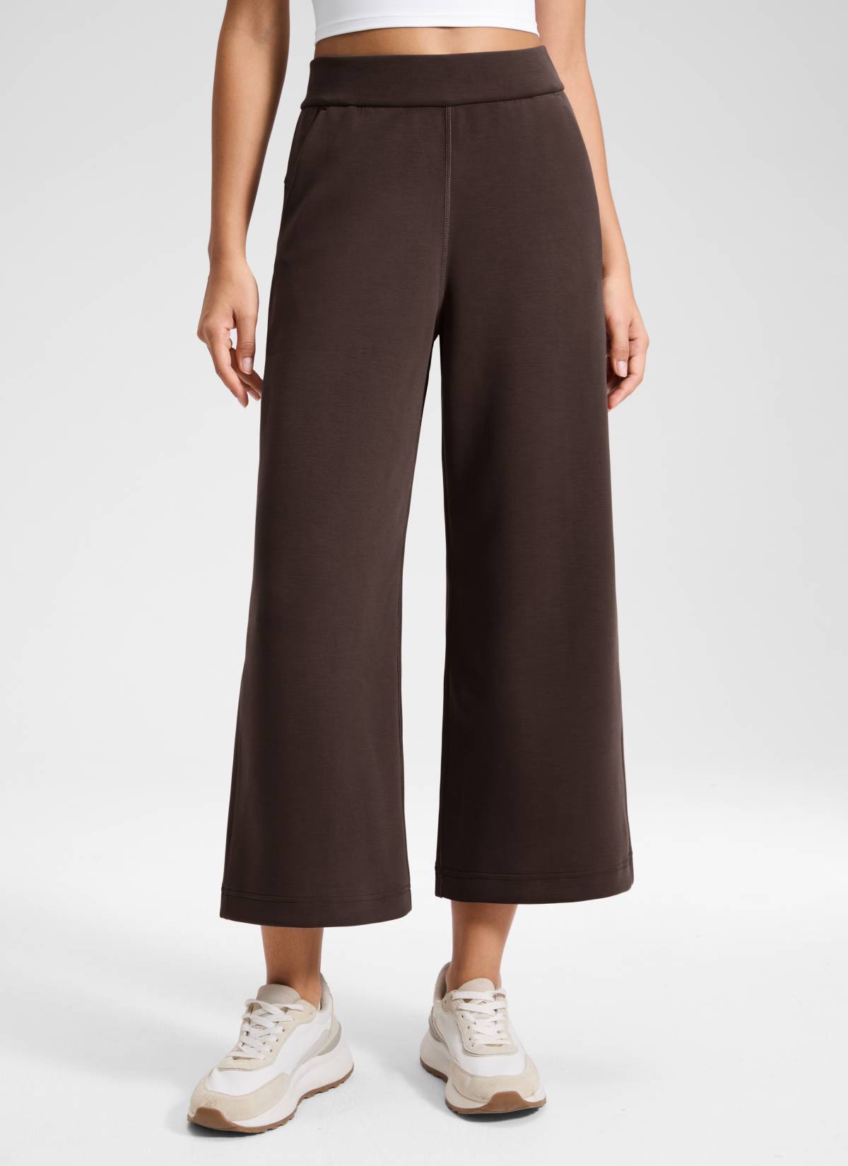 CRZ YOGA Women's SoftAura Casual High Rise Wide Leg Cropped Pant 25