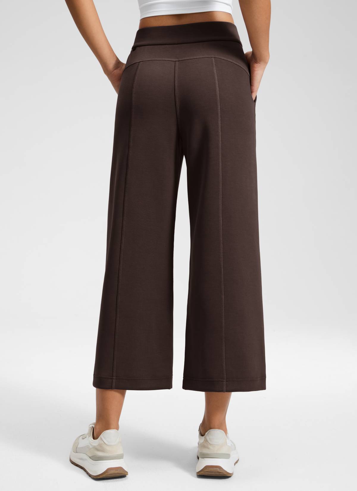 CRZ YOGA Women's SoftAura Casual High Rise Wide Leg Cropped Pant 25