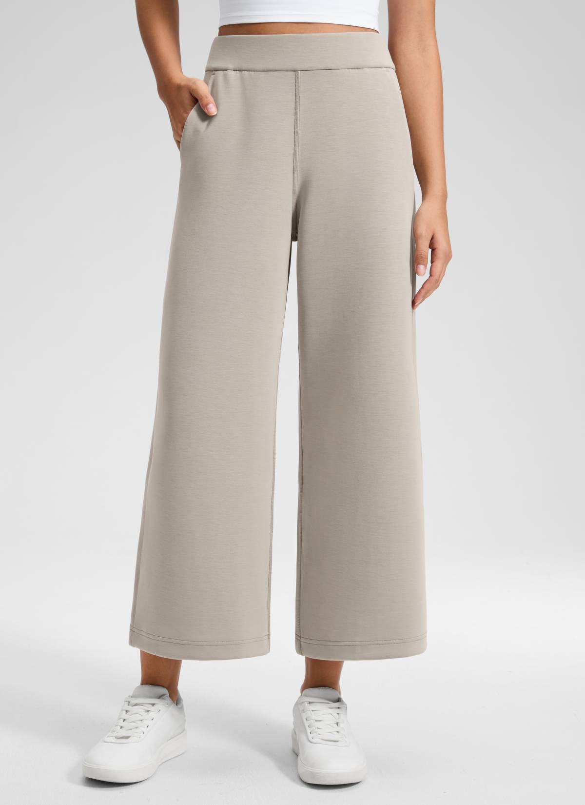 CRZ YOGA Women's SoftAura Casual High Rise Wide Leg Cropped Pant 25