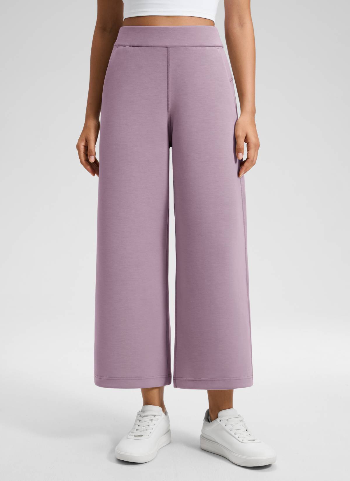 CRZ YOGA Women's SoftAura Casual High Rise Wide Leg Cropped Pant 25