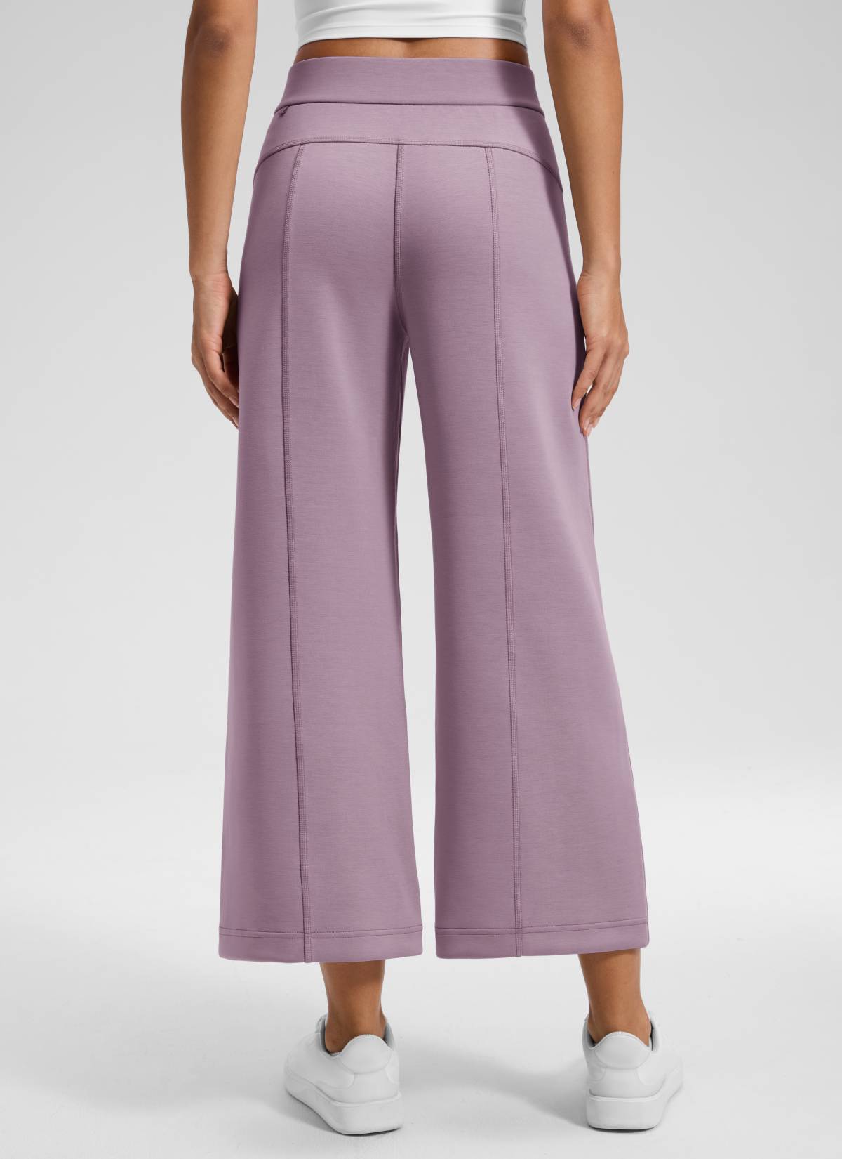 CRZ YOGA Women's SoftAura Casual High Rise Wide Leg Cropped Pant 25