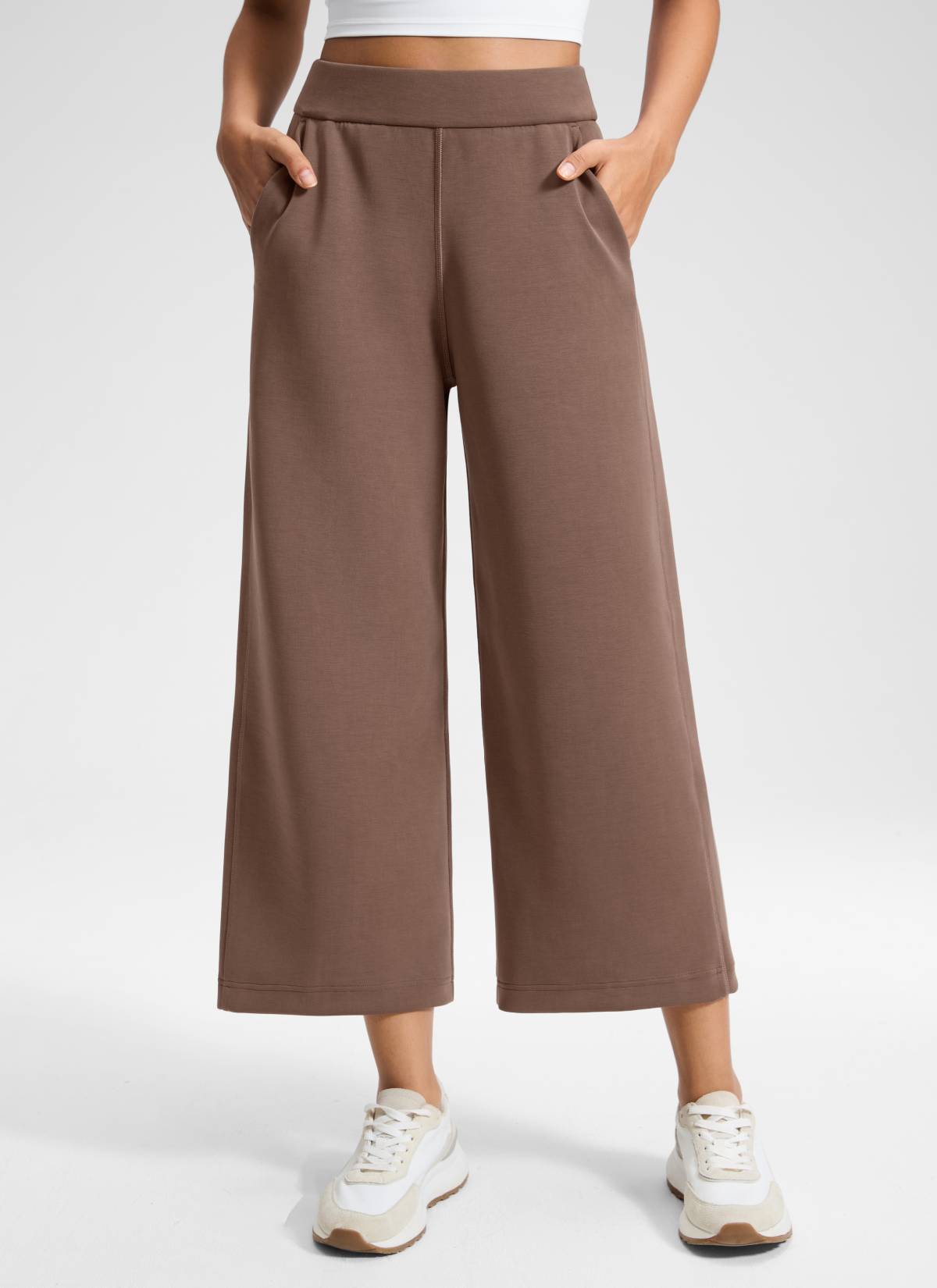 CRZ YOGA Women's SoftAura Casual High Rise Wide Leg Cropped Pant 25