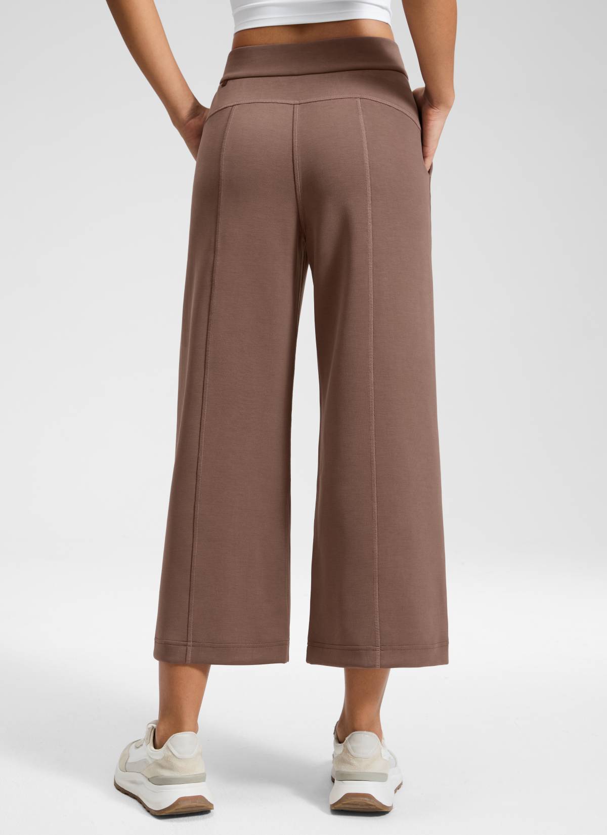 CRZ YOGA Women's SoftAura Casual High Rise Wide Leg Cropped Pant 25