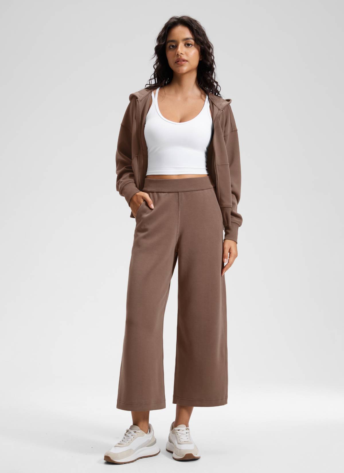 CRZ YOGA Women's SoftAura Casual High Rise Wide Leg Cropped Pant 25