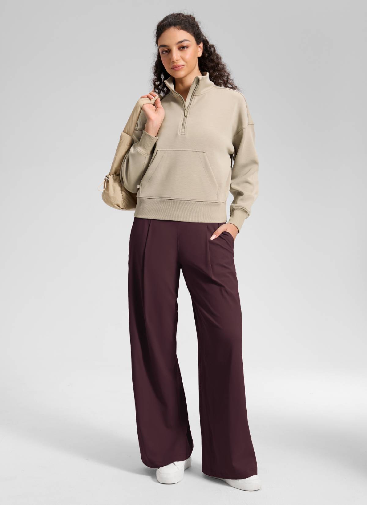 CRZ YOGA Women's Butterluxe Casual High Rise Pocket Wide Leg Pant 30