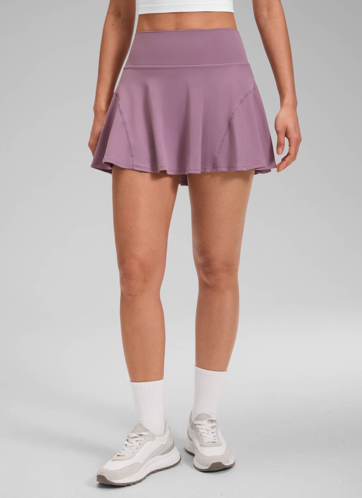 CRZ YOGA Women's Softretch Tennis High Rise Pocket Flowy Pleated Skirt Light Lavender