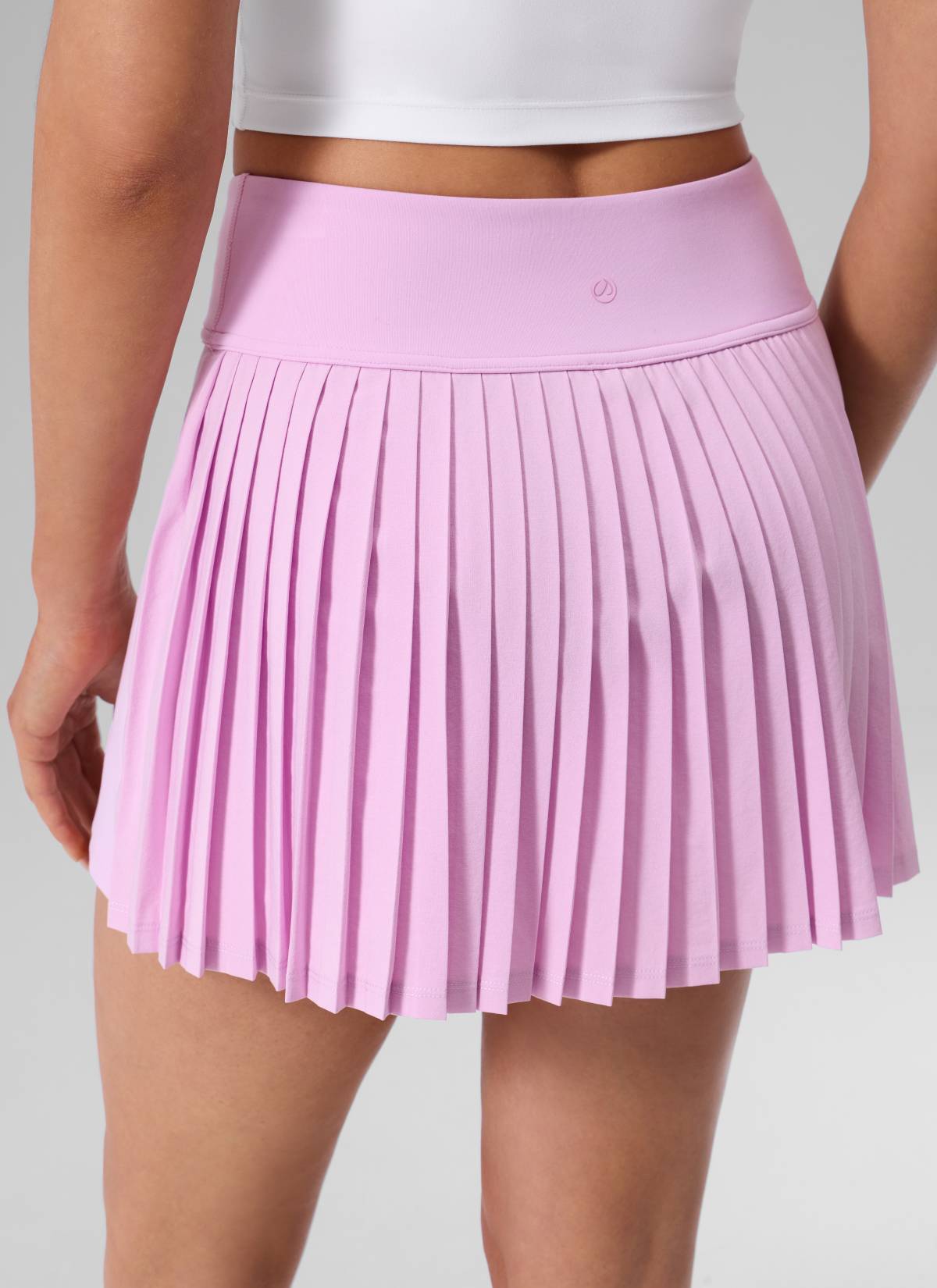 CRZ YOGA Women's Dual-fabric Tennis Pocket Pleated Back Mini Skirt Vita Pink