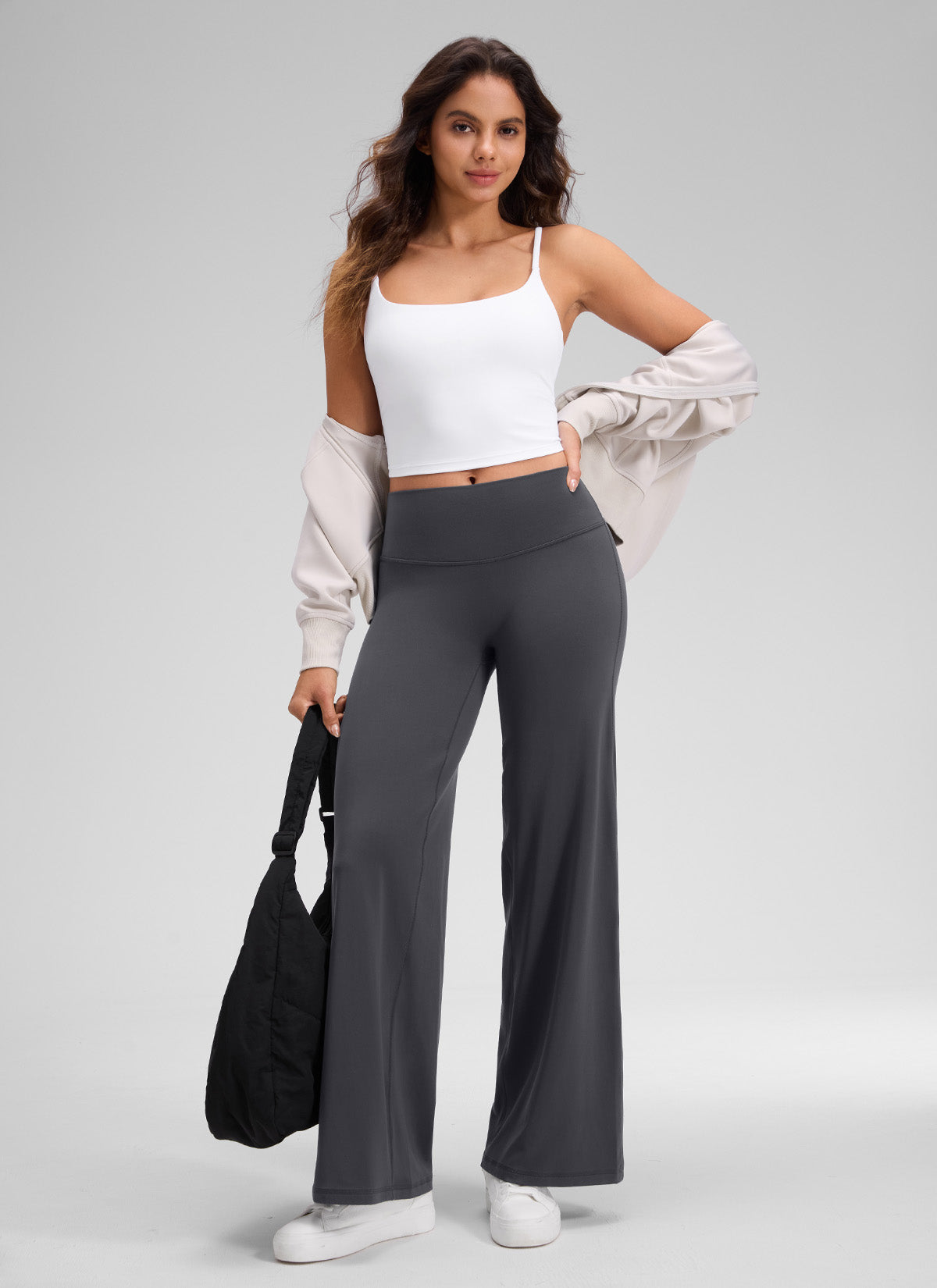 CRZ YOGA Women's Softretch Workout No Front Seam Wide Leg Pant 30