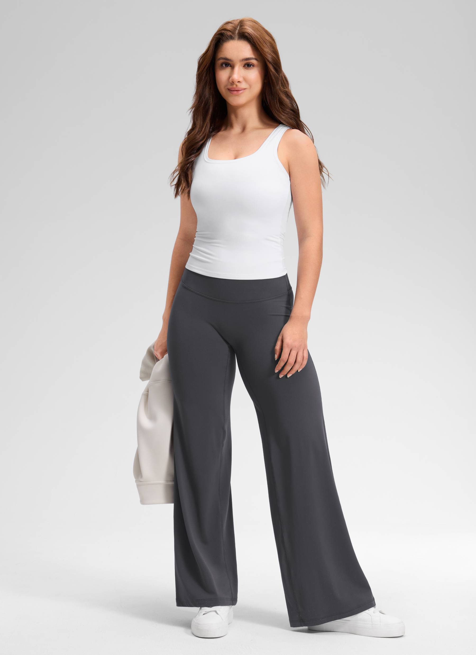 CRZ YOGA Women's Softretch Workout No Front Seam Wide Leg Pant 30