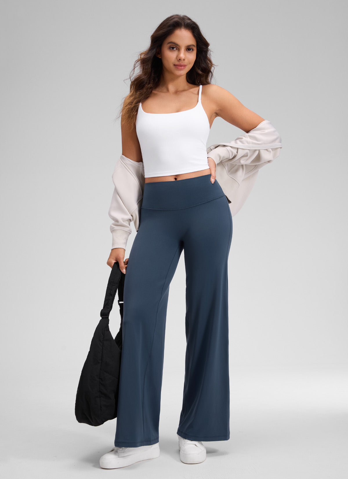 CRZ YOGA Women's Softretch Workout No Front Seam Wide Leg Pant 30