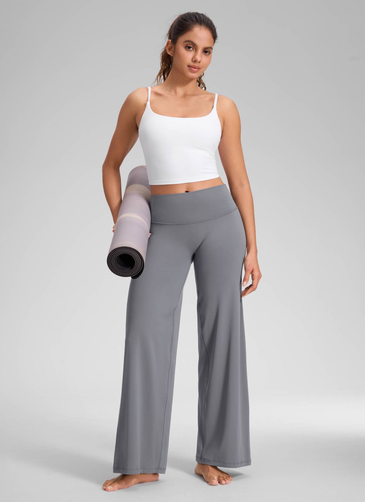 CRZ YOGA Women's Softretch Workout No Front Seam Wide Leg Pant 30