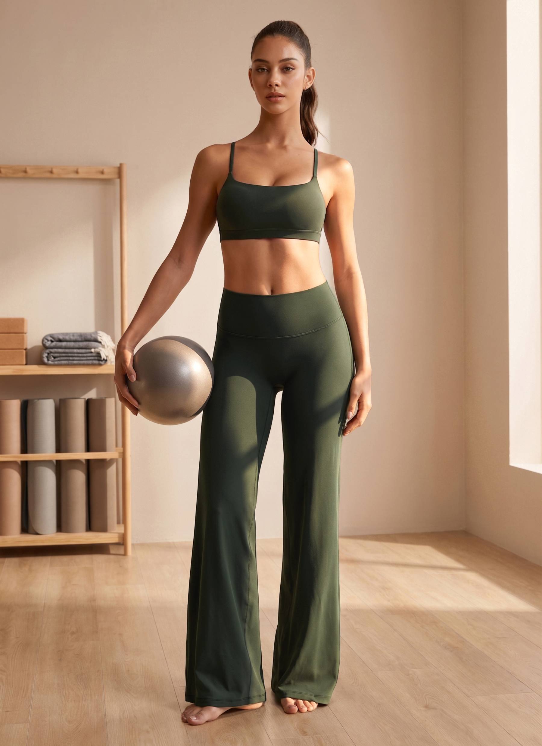 CRZ YOGA Women's Softretch Workout No Front Seam Wide Leg Pant 28