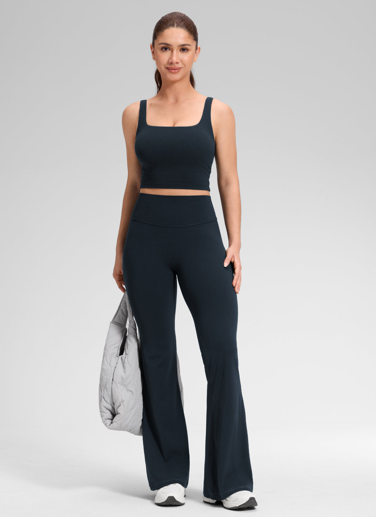 CRZ YOGA Women's Softretch High Rise No Front Seam Flare Legging 31