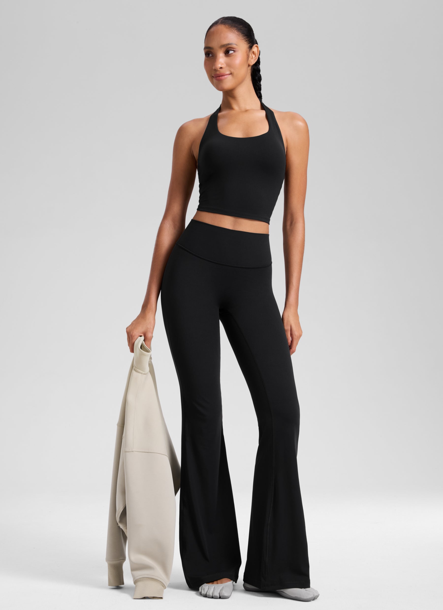 CRZ YOGA Women's Softretch High Rise No Front Seam Flare Legging 29